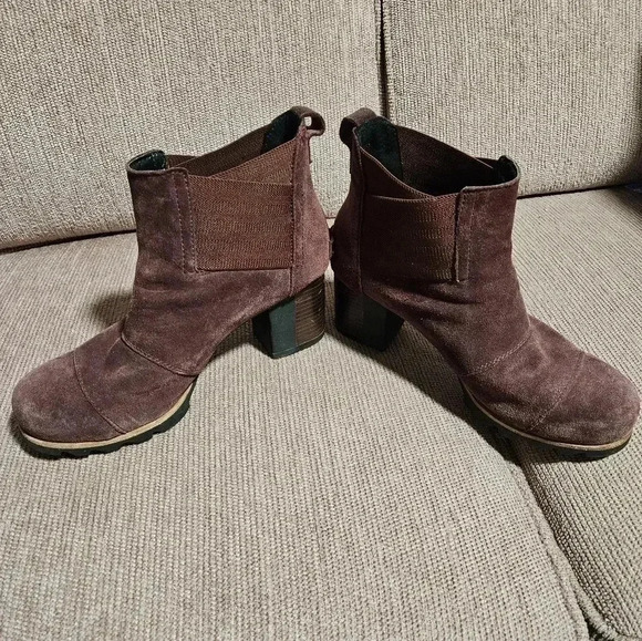 Sorel Women's Addington Chelsea Boots Sz 8.5 Redwood Waterproof Suede Block Heel - Picture 4 of 11